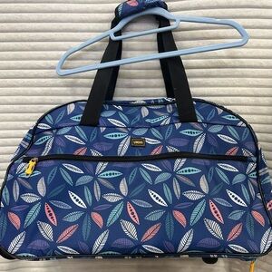 Lucas Navy Leaf Pattern Travel Bag